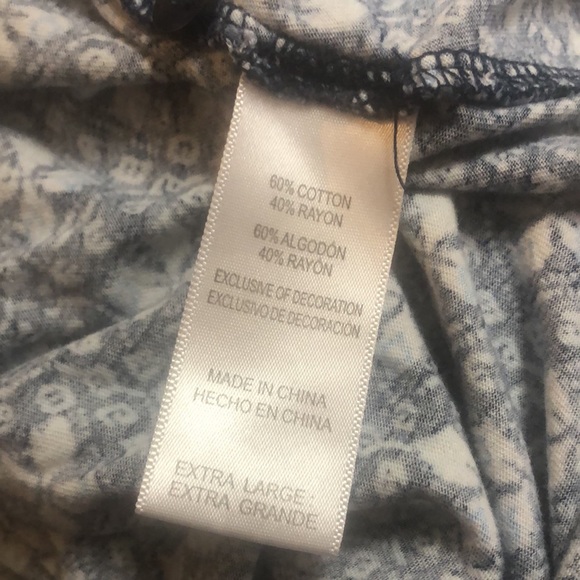 Lucky Brand Floral Print Henley Pajama Dress High Low Blue Size Extra Large - Picture 3 of 3